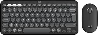 Logitech Pebble Keys 2 K380s, Multi-Device Bluetooth Wireless Keyboard + Pebble Mouse 2 M350s Slim Bluetooth Wireless Mouse - Graphite