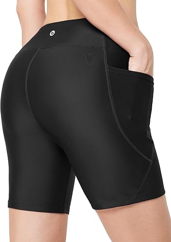 Miniatura 2 de baleaf Pantalones cortos de natación de cintura alta de 3"5"6"8" pulgadas para mujer con control abdominal, parte inferior de trajes de baño,