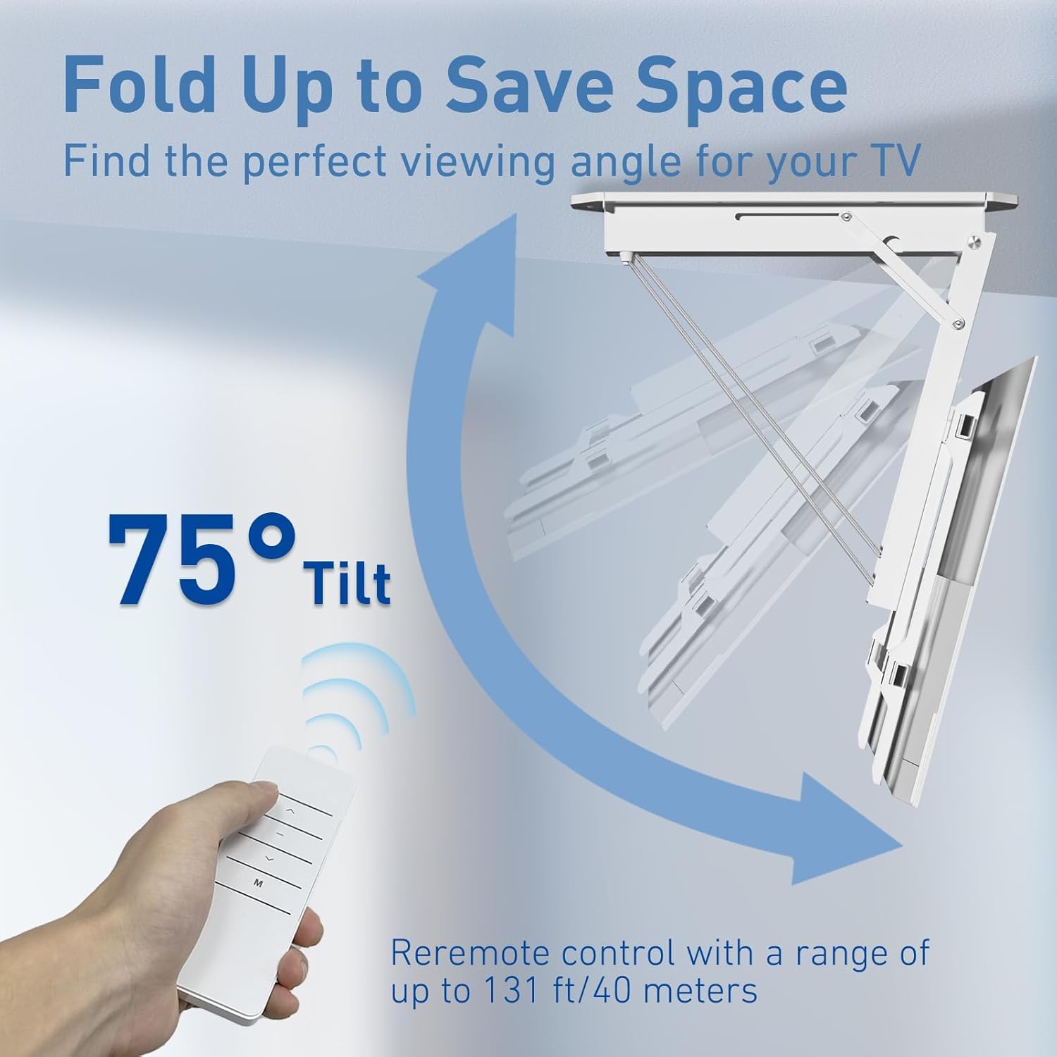 XINYAO Supporto TV elettrico da soffitto con telecomando, supporto motorizzato per TV a soffitto ribaltabile per schermi piatti e curvi da 32-70 pollici, compatibile VESA, resistente alle intemperie