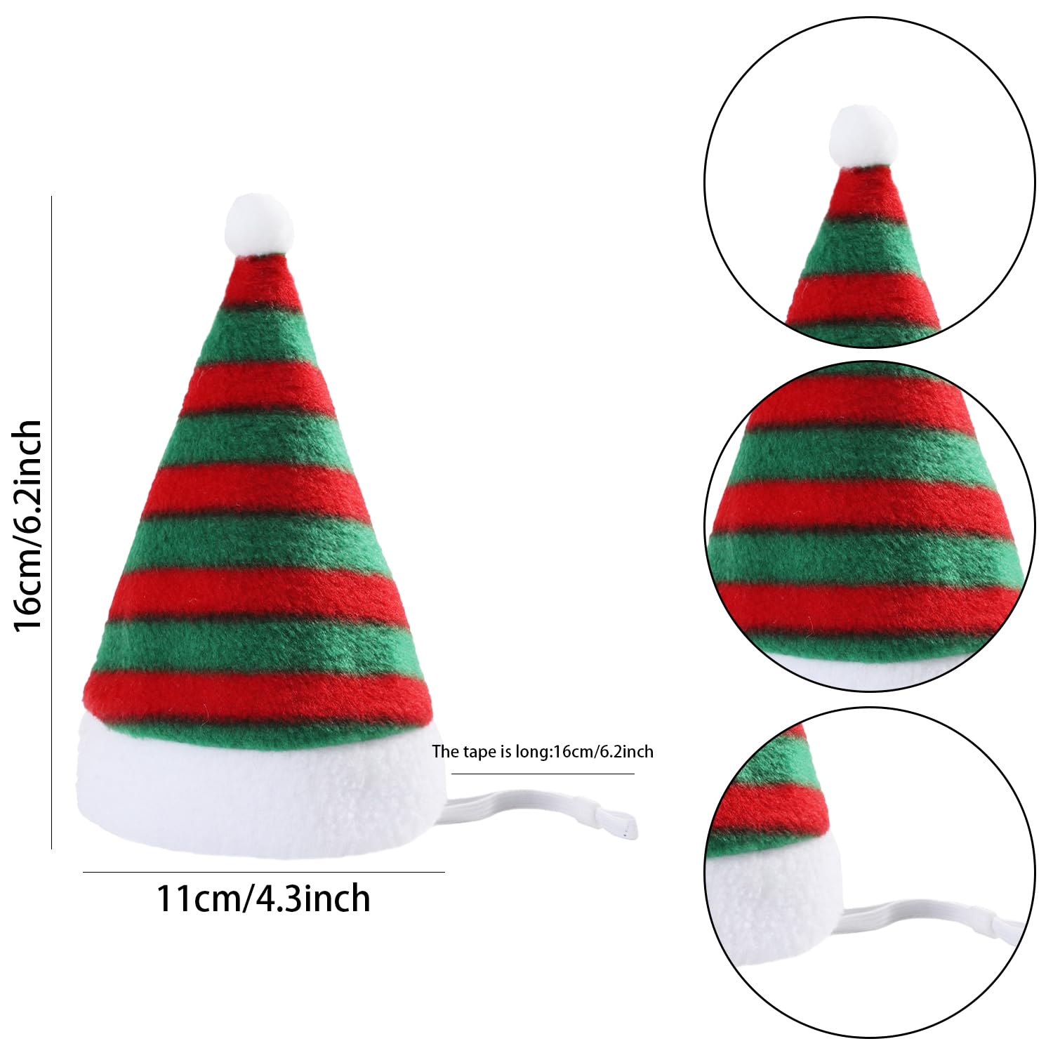 NAUZE 2Pcs Pet Santa Hat Adjustable Cat Dog Christmas Hat Xmas Pet Costume Accessories for Small Cats Dogs Christmas Party Cosplay Supplies - Image 2