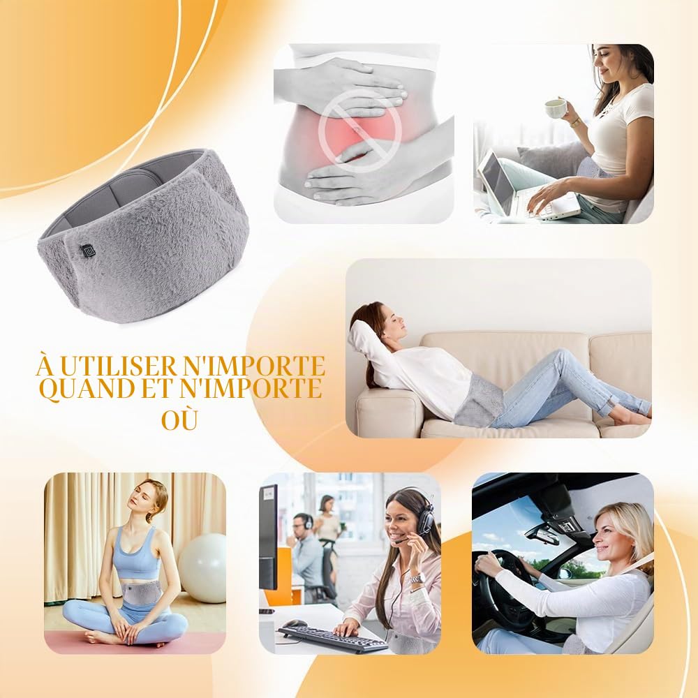 Ceinture Chauffante Electrique, Ceinture Chauffante Lombaire avec poches pour les mains, contrôle de la température à trois niveaux pour les douleurs au dos, à l'abdomen et à la taille