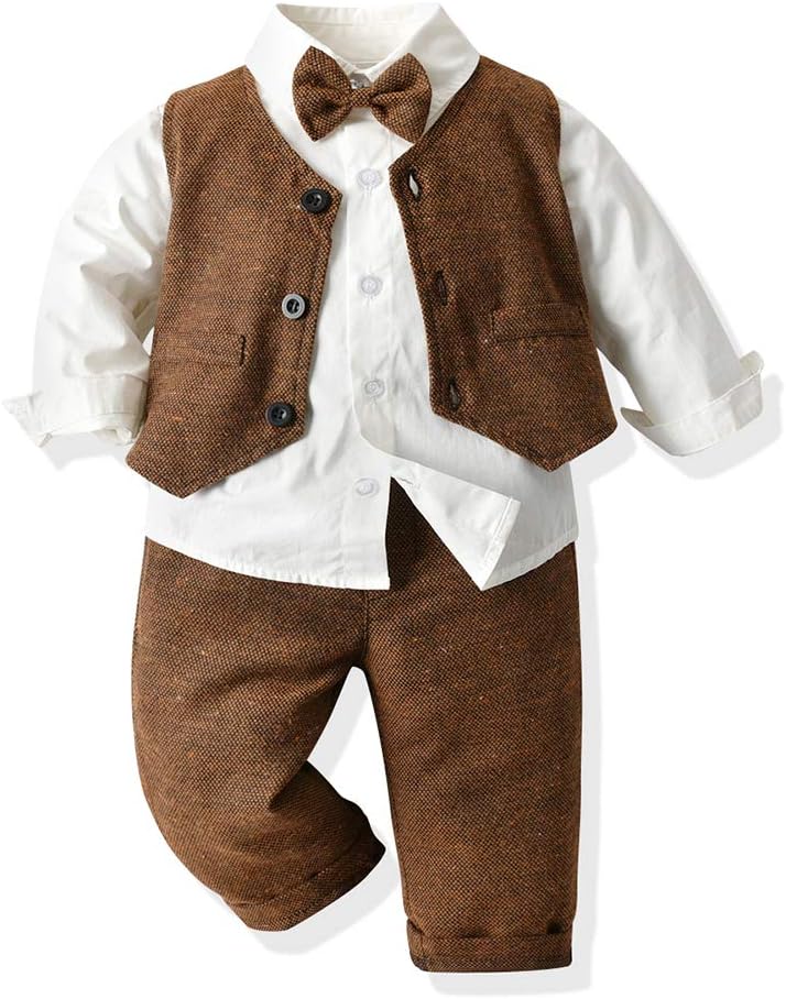 Toddler Boys Formal Suits Kids Classic Fit Dresswear Suit Vest Set Outfit