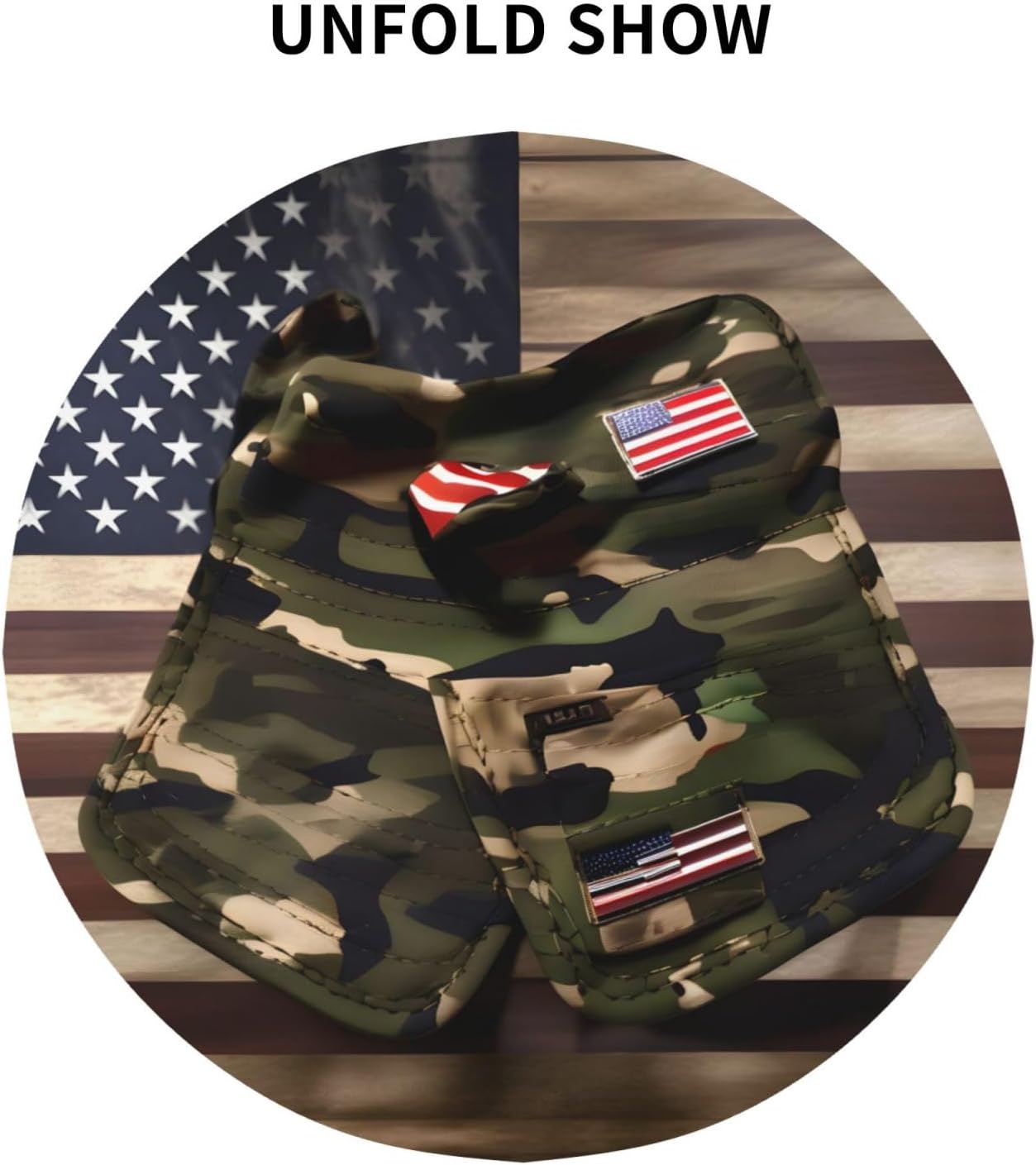 Camo American Flags Print Wrinkle Free Dining Table Cover for Birthday Party Farmhouse Tablecloths Up to 60 x 60 Inches