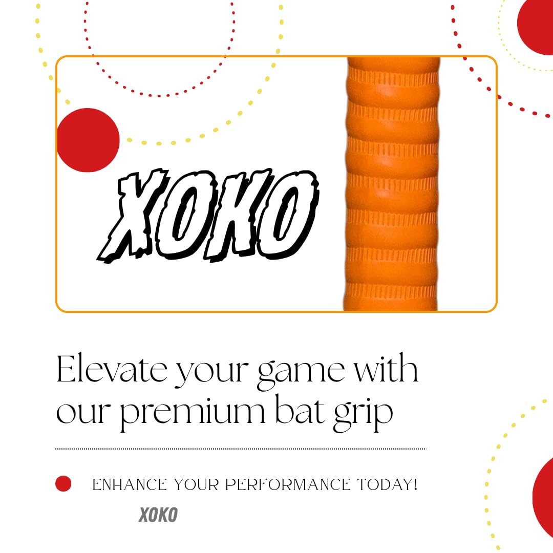 XOKO Cricket Bat Coil Grip, Anti-Slip Rubber Handle, Ultra Tacky Performance Grip for Enhanced Control, Pack of 1 (ORANGE) 1