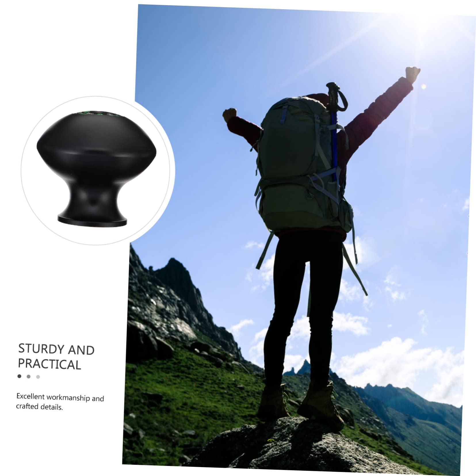Yardwe Manejar con Brújula Bastones De Senderismo Plegables Brújula Marina para Trekking Brújula De Supervivencia Accesorio De Senderismo Transportador Aluminio Black