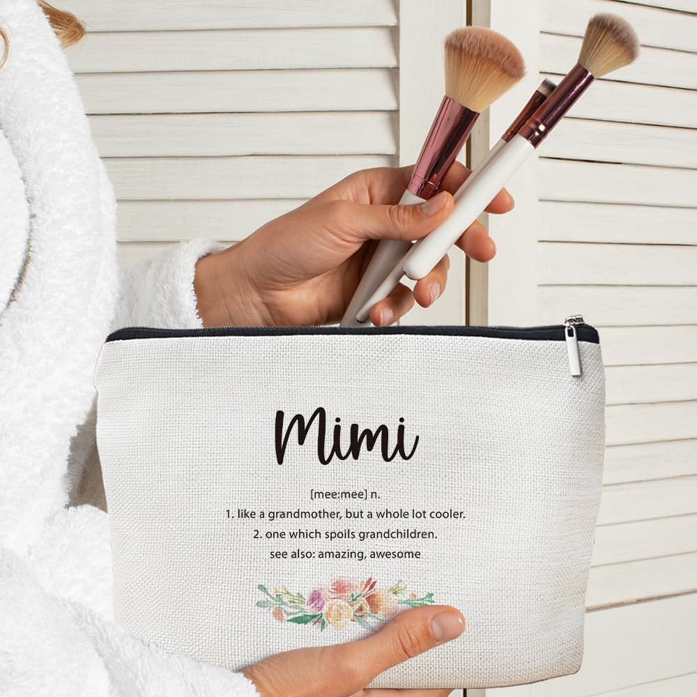 Mimi Gifts Makeup Bag, Mimi Gifts for Christmas from Grandkids Cosmetic Bag for Women, Best Grandma Gift from Granddaughter Grandson Toiletry Bags Zipper Makeup Pouch - Image 4