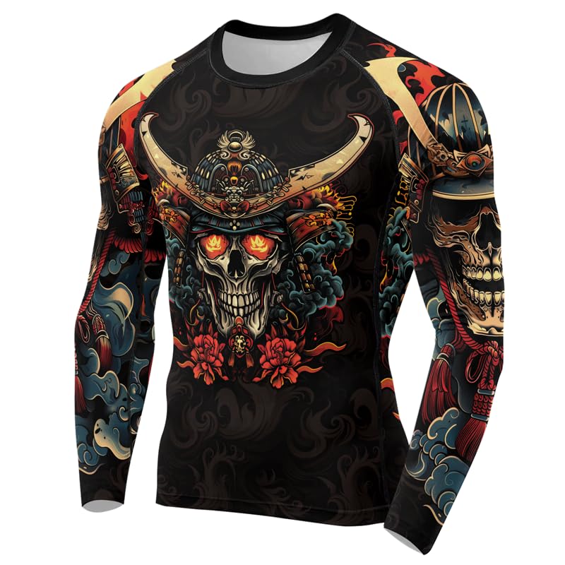 Samurai BJJ Rash Guard Men's Long Sleeve Combat Shirt MMA Jiu Jitsu No Gi Fight Wear2