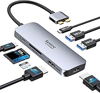 Vista 13 de Adaptador USB C para MacBook Pro/Air M1 M2 M3 2021 2020 2019 13" 15" 16", 6 en 1 USB-C Hub MacBook Pro Accesorios con 3 puertos USB 3.0, lector