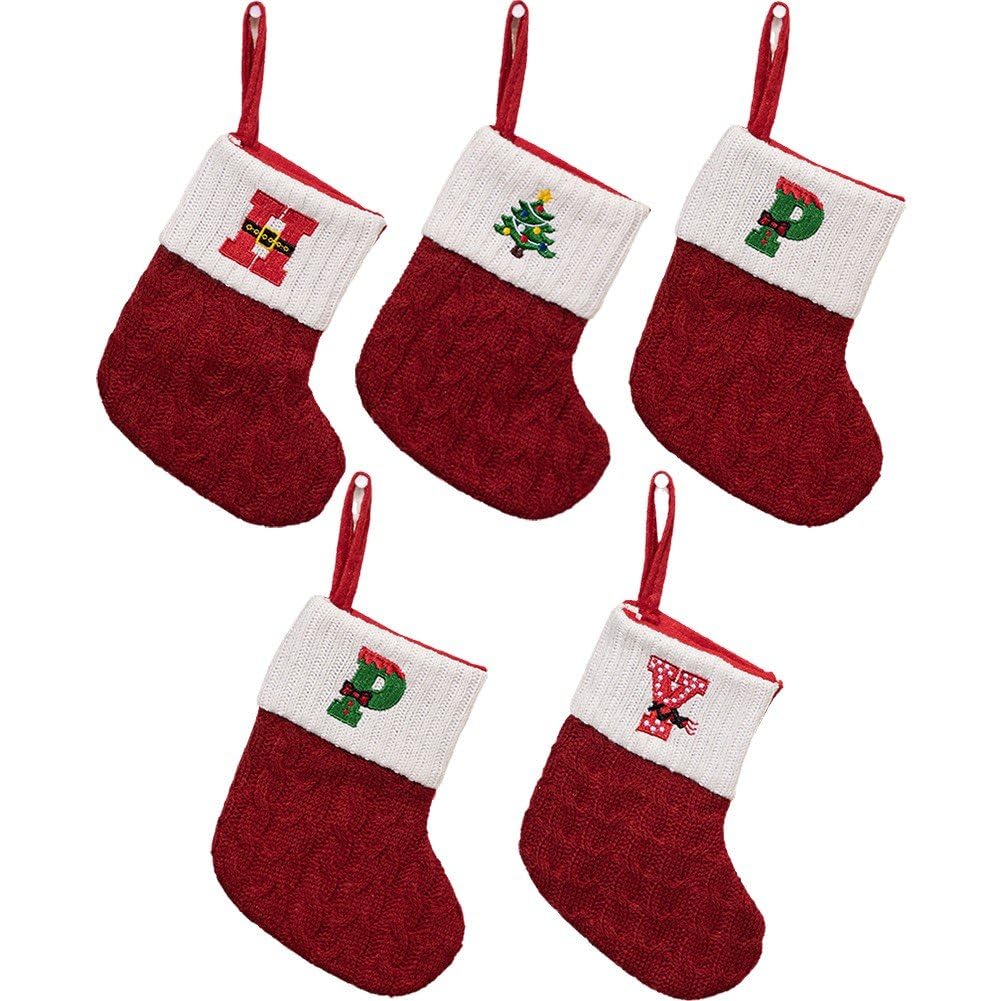 Lettre monogramme de Noël avec initiale brodée en tricot haut de gamme