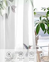 Vista 4 de Cortinas traslúcidas de eucalipto verde de 63 pulgadas de largo, juego de 2 paneles de cortinas para cocina, dormitorio, sala de estar, puerta
