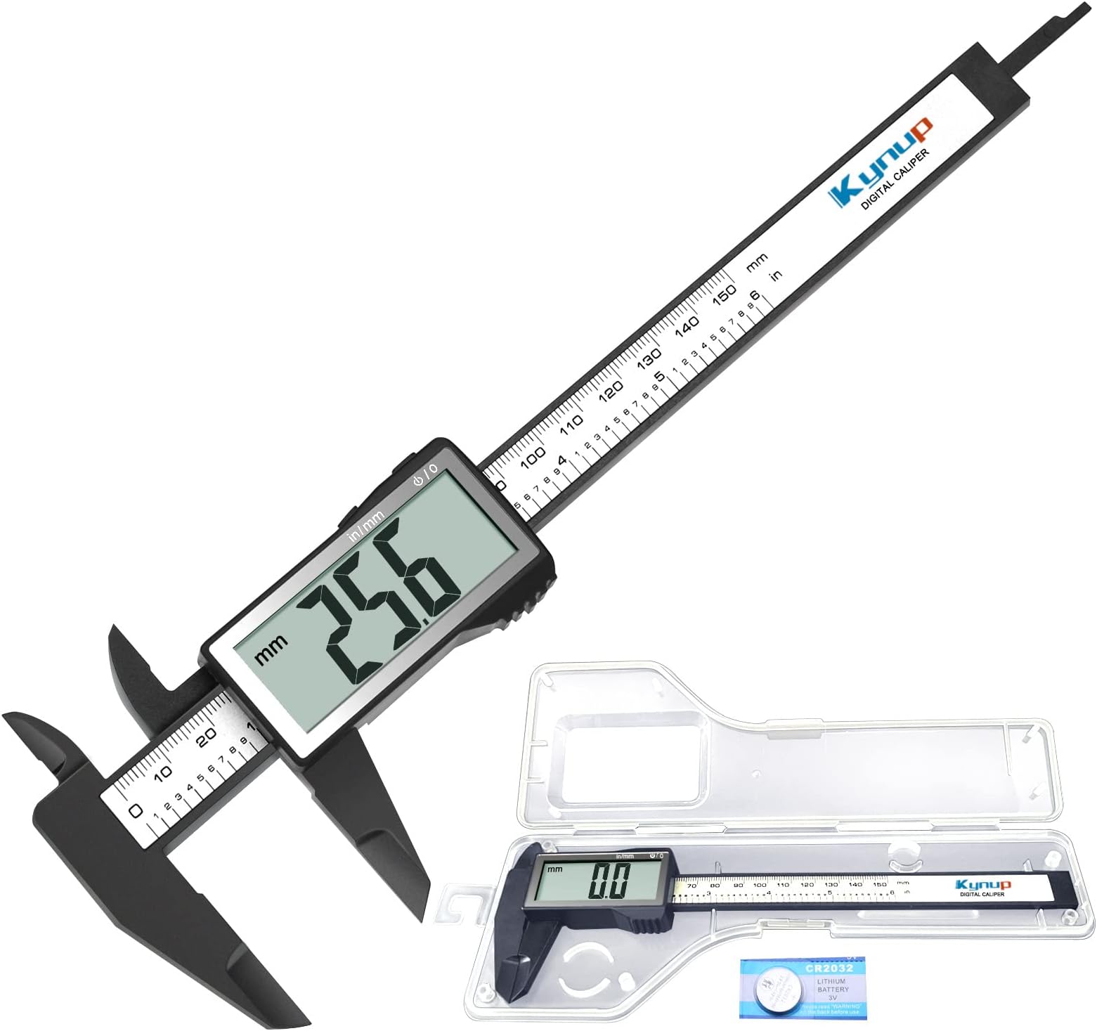 6 Inch Imperial Digital Calipers with Fractions Wixey
