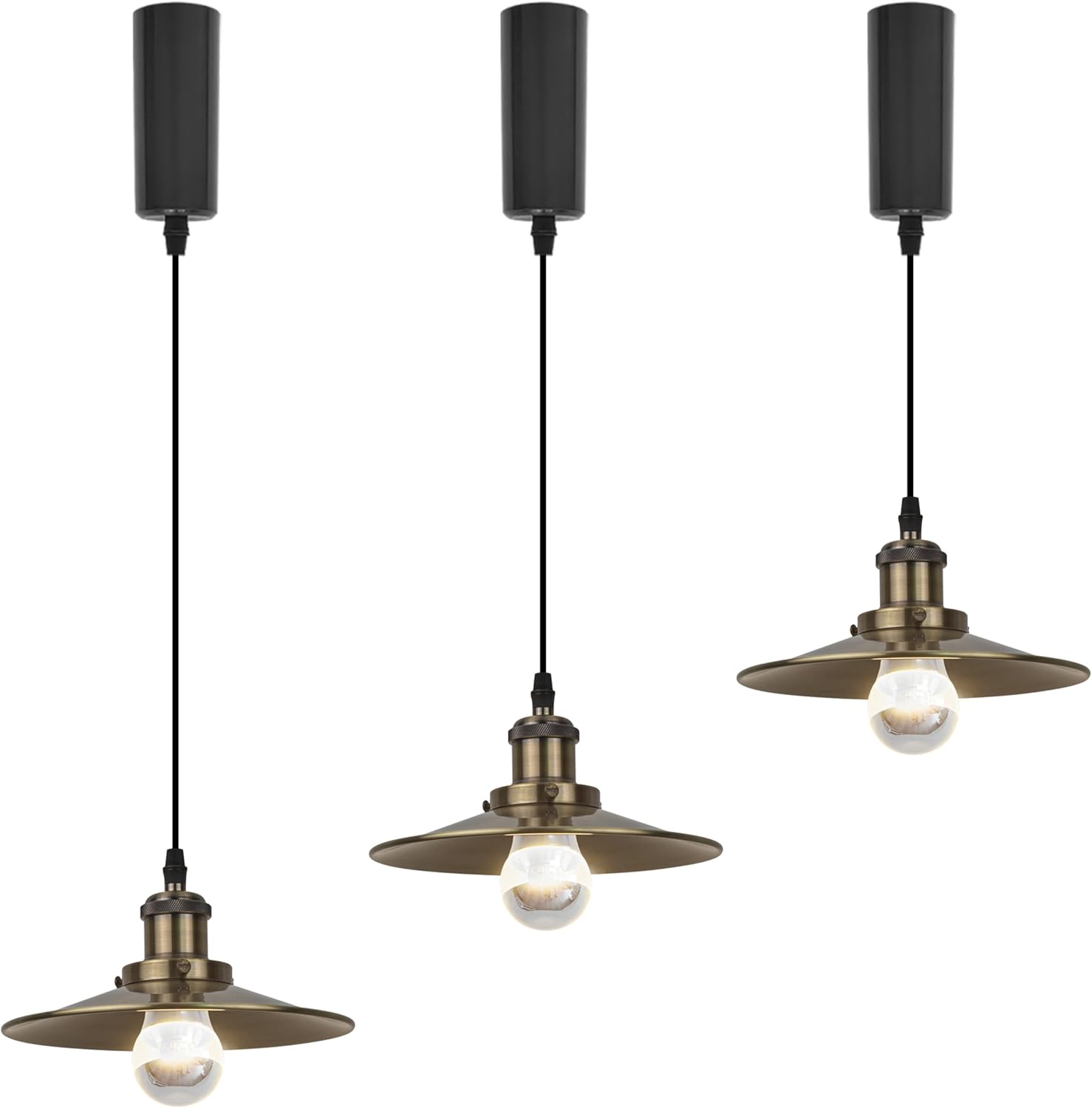 Kiven Anti Glare H-Type track lighting pendants Adjustable Length, 3-Light h track pendant lights, Industrial H Track Light Pedant for Kitchen Island Restaurant Hallway, Bronze
