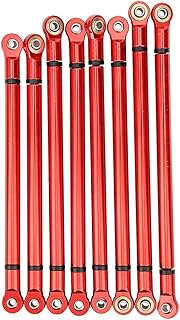 RC Car Chassis Link Rod,plplaaoo 8Pcs Link Rod, Aluminum Alloy 313MM Wheelbase Upgrade Parts Link Rod Chassis Linkage Compatible with Axial SCX10 1/10 RC Car Crawler(Red)