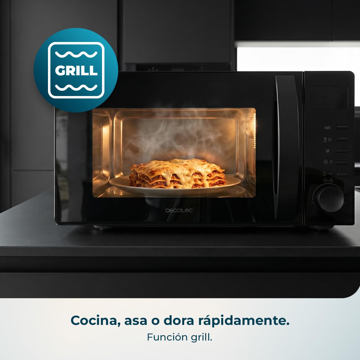 Cecotec Microondas con Grill Proclean 5105 Black. 700W, 20L, Tecnología 3DWave, Grill, 5 Niveles Potencia, Temporizador 30 Min, Descongelación, Pantalla con Reloj, Gratinados Perfectos - 3
