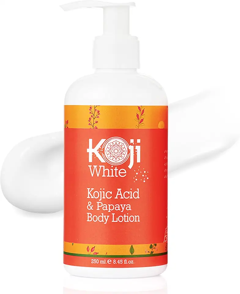 Koji White Kojic Acid & Papaya Body Lotion - Exfoliating, Hydrating, Moisturizing, Skin Care for Sun-Damaged Skin, Vegan, Paraben-Free, 8.45 Fl Oz (1 Bottle)