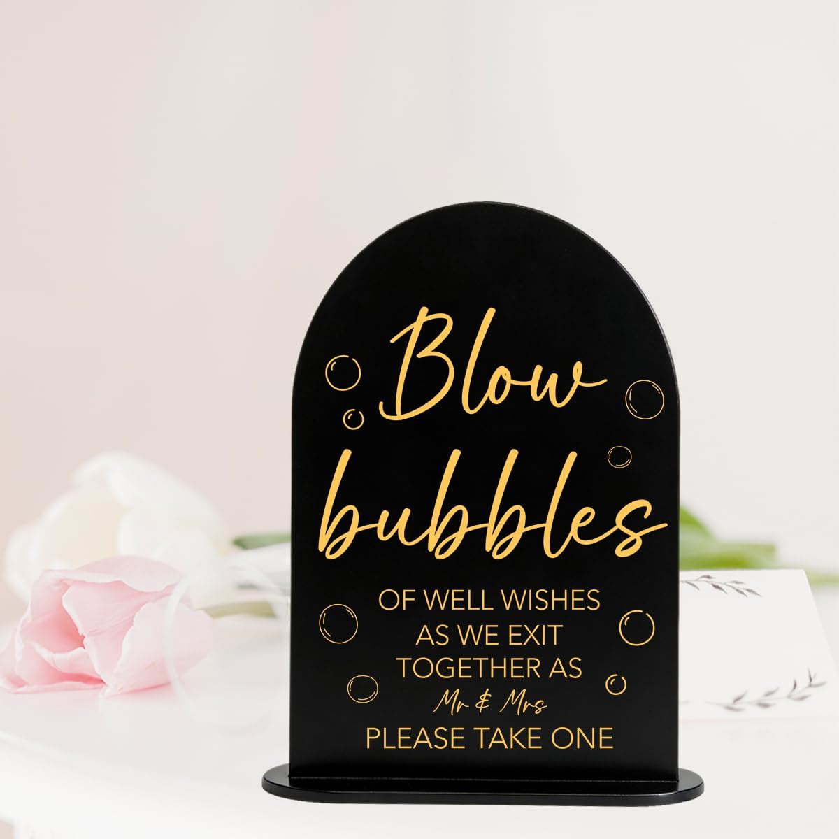Wedding Sign Decor, Arch Acrylic 6x8 Inch, Blou Bubbles Sign Wedding Sign for Reception & Event, Bridal Shower Decorations, Wedding Table Sign Accessories for Anniversary And Party Black image 4