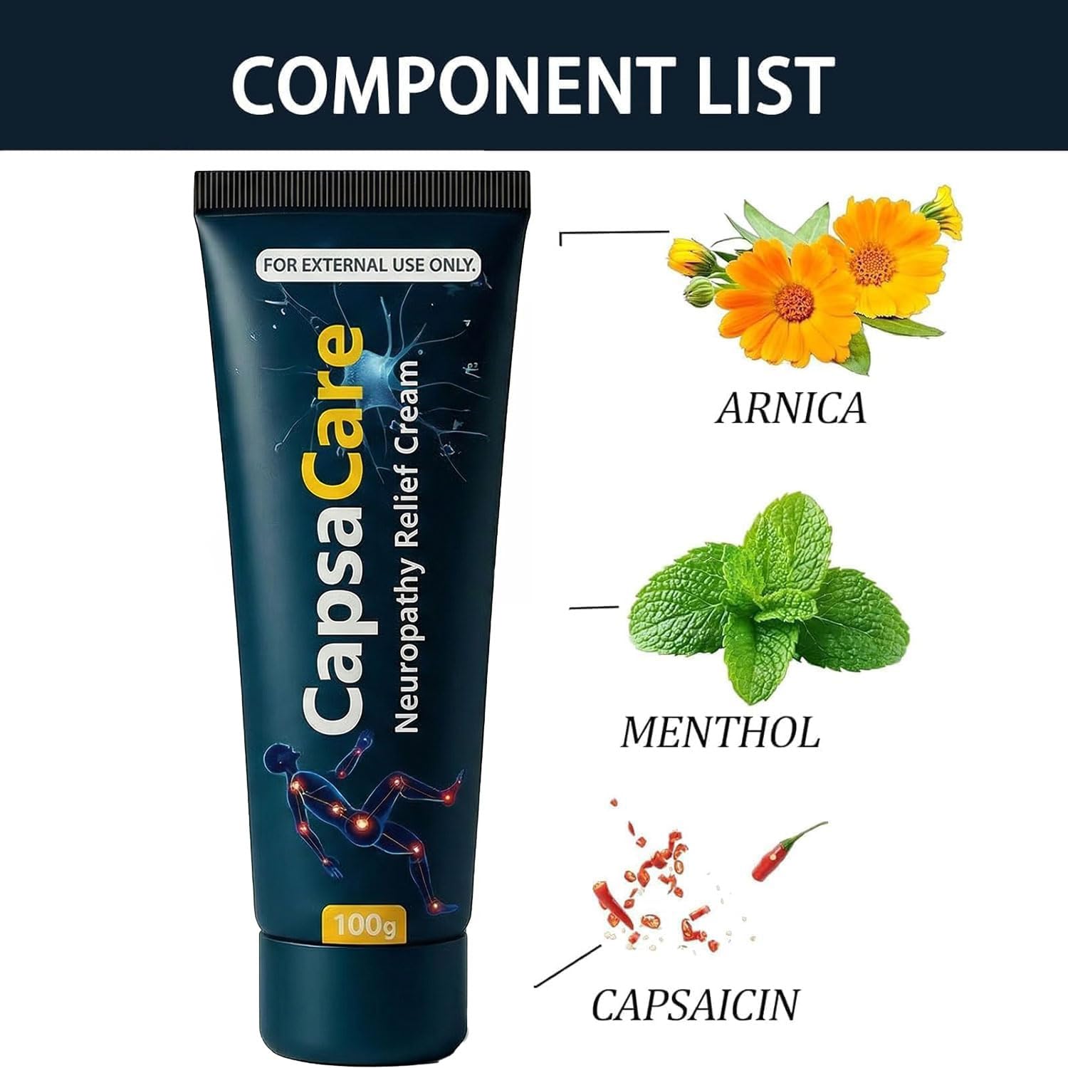 Capsacare Neuropathy Relief Cream with Capsaicin, Arnica and Menthol