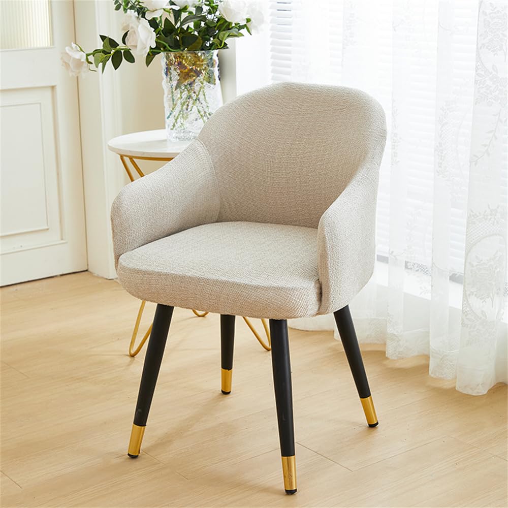 Highdi Chenille Stuhlhussen mit Armlehne, Stretch Stuhlbezug Hochlehner Esszimmerstühle Bezug Sesselbezug Waschbar Universal Hussen für Stühle, Esszimmer Hotel Bankett Deko (Khaki,6er Set)