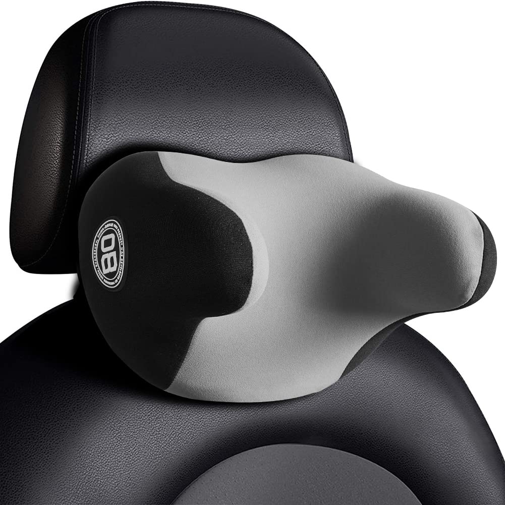 JSCARLIFE Car Neck Pillow,Memory Foam Neck Support Pillow for Neck Pain Relief U-Shaped Ergonomic Design Soft Car Headrest Pillow for Long-term Driving,Sleeping and Resting in Car and Office (Grey)