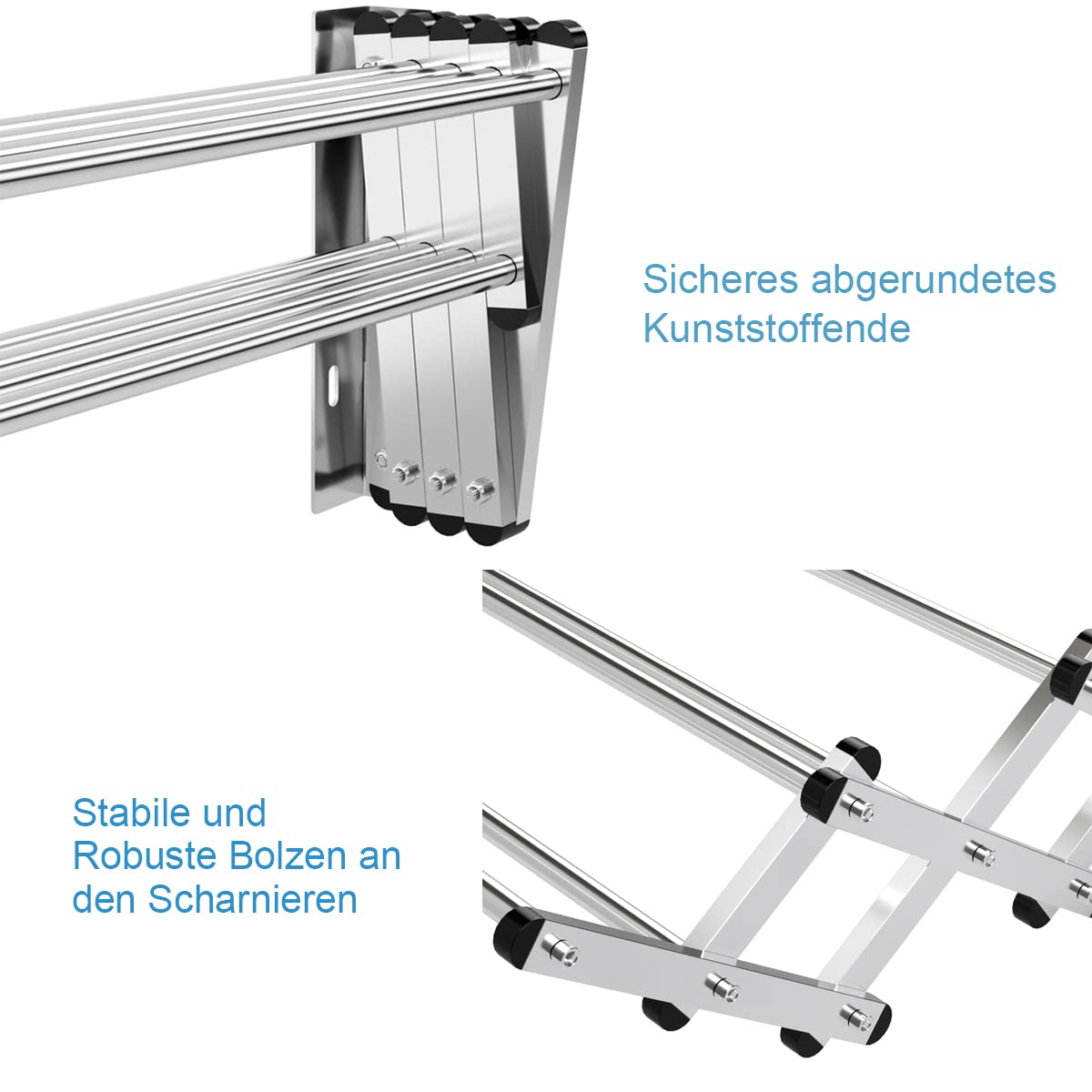 COSTWAY Wäscheständer zur Wandmontage, Wandtrockner ausziehbar aus Edelstahl mit 8 Stangen, platzsparender Wandwäschetrockner, Tragkraft 25 kg, für Waschküche, Badezimmer