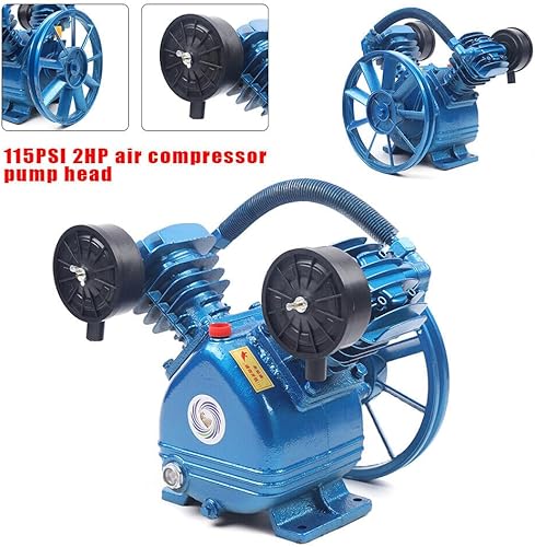 Miniatura 3 de Cabezal de bomba de compresor de aire de doble cilindro de 2 pistones, 1500 W, 2 HP, cabezal de bomba tipo V, 1050 rpm, 170 Lmin, 115 PSI, 8 bar (2