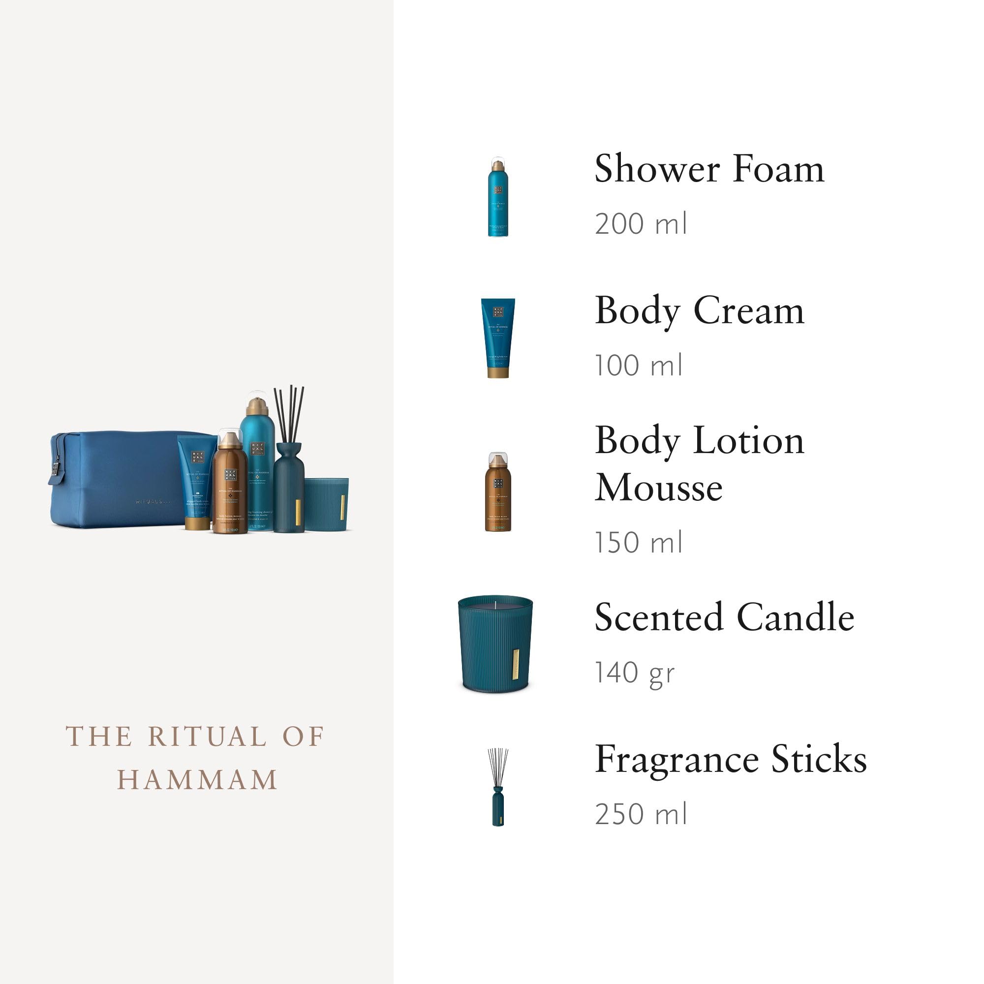 RITUALS The Ritual of Hammam Small Coffret cadeau – Produits pour la maison et les soins de la peau enrichis en eucalyptus, huile d'argan et romarin – Pochette de bain réutilisable avec propriétés