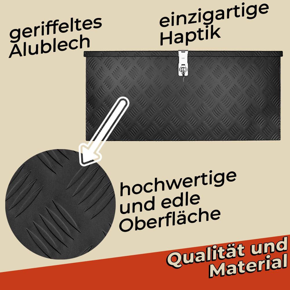 Trucky Caja de Barra de Tiro Negro Caja de Herramientas Caja de Camión Caja de Aluminio Caja de Remolque con Tapa Bloqueable Caja de Transporte D120