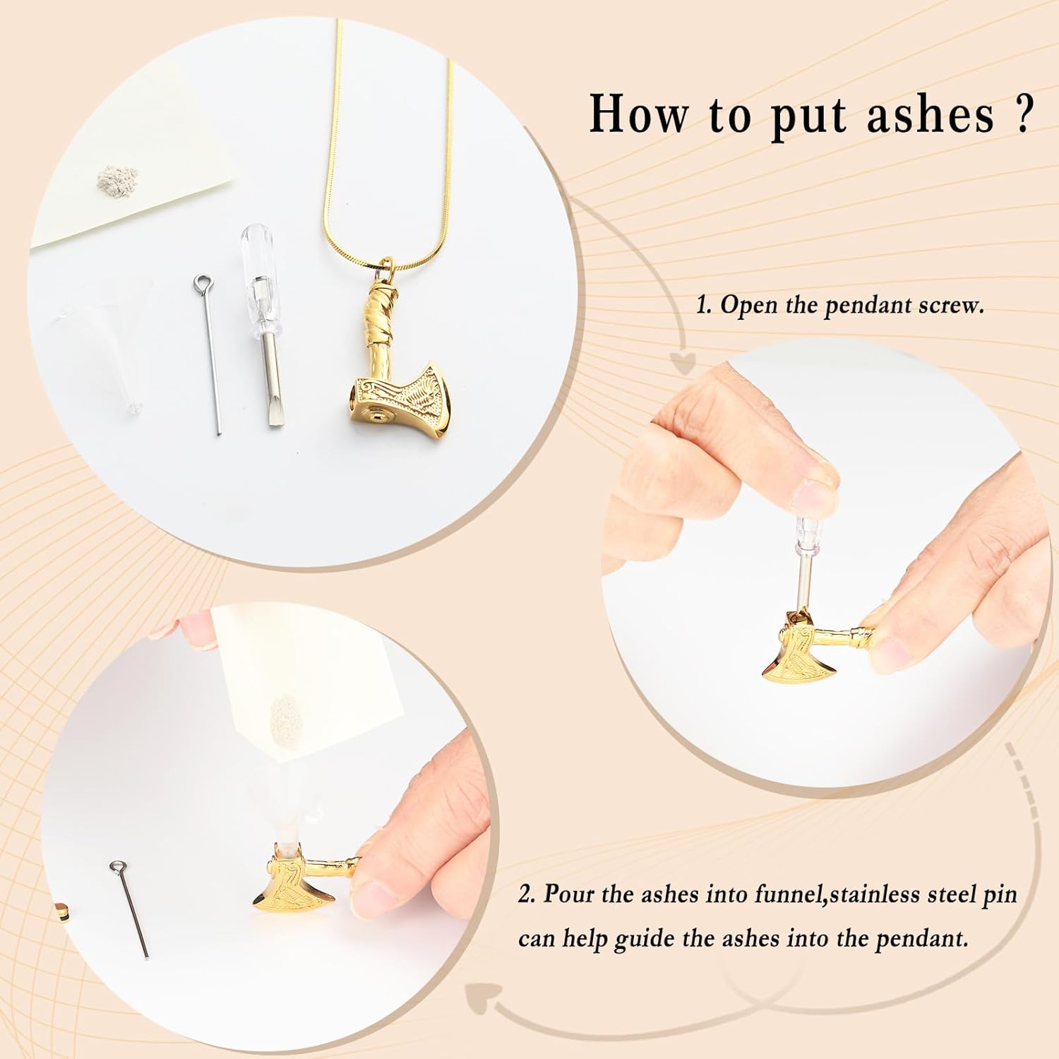 Thor Axe Cremation Jewelry for Ashes for Women Men Viking Jewelry Memorial Pendant Urn Necklace for Loved One Ashes Holder