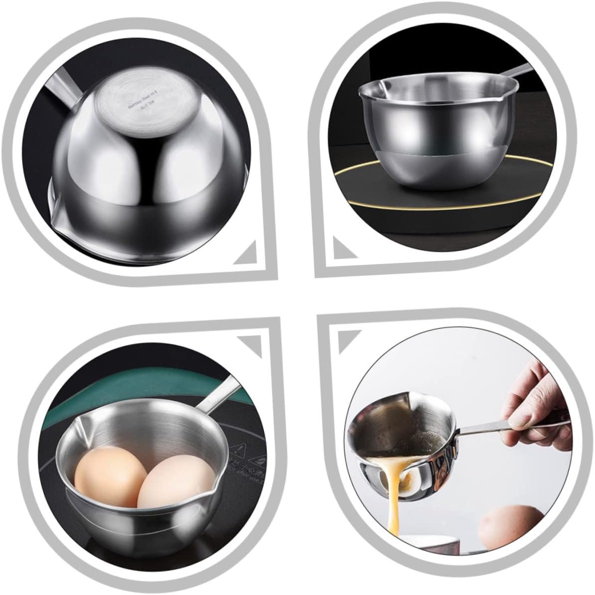 Butter Melting Bowl Stainless Steel Non Stick Baking Pan Pans for Cooking Hot Pot Melting Bowl for Chocolate Butter Pan Green Candy Chocolate Warmer Milk Creamer Jar Pot