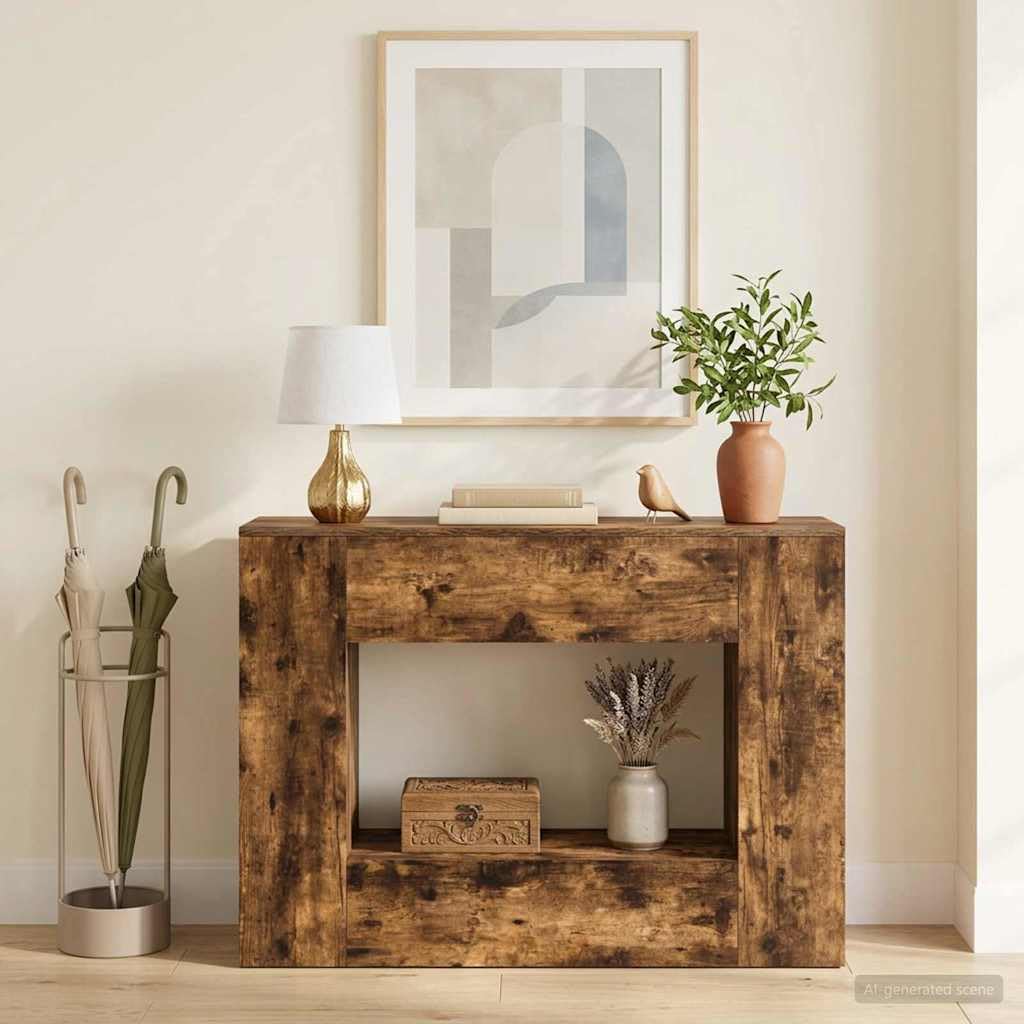 Tavolo consolle 101 x 29 x 74 cm, in legno con cassetto e ripiano, salvaspazio, per corridoio, soggiorno, camera da letto, moderno tavolo da parete e tavolino con spazio e organizer