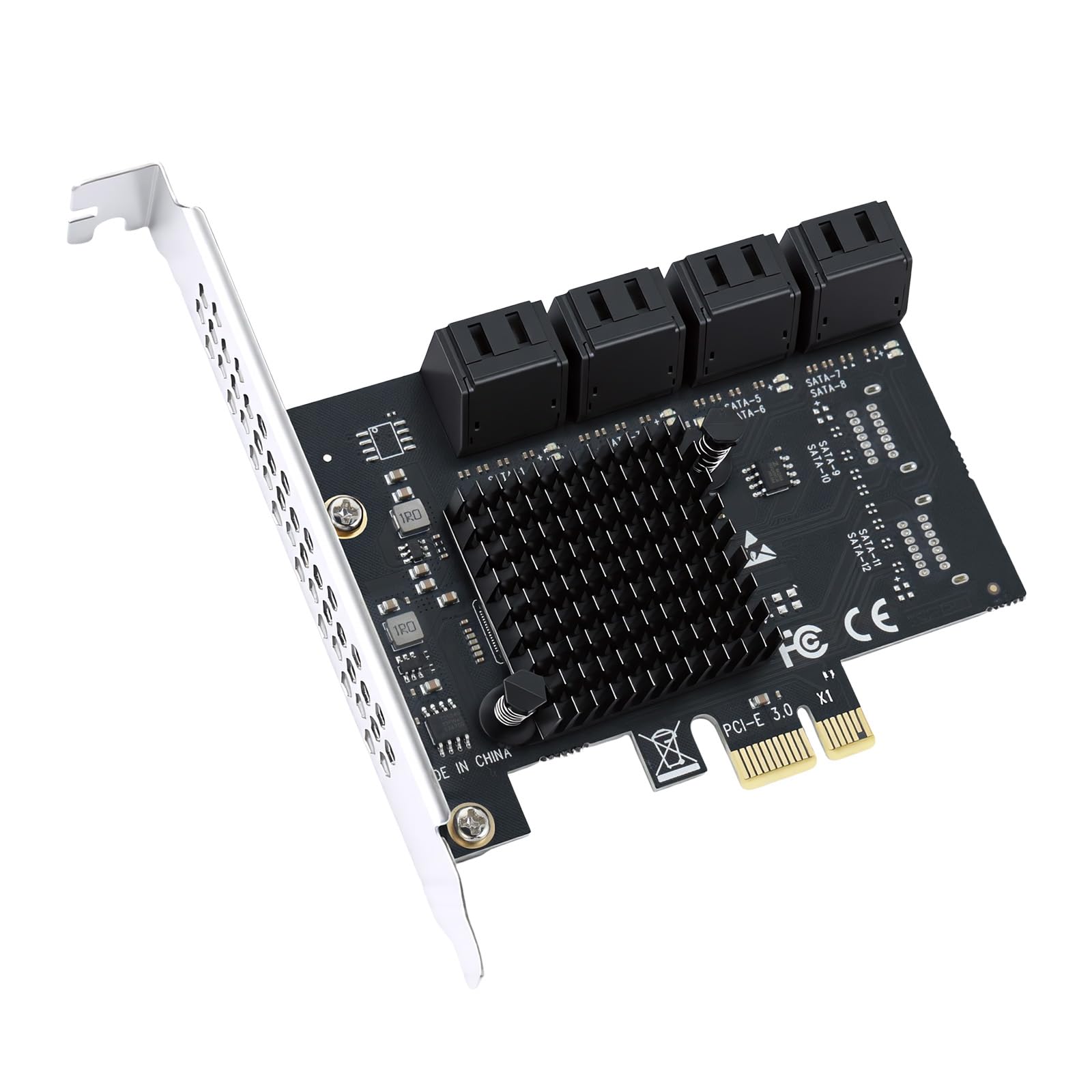 ELUTENG Carte PCIe SATA 8 ports, adaptateur PCIe vers SATA SATA 3.0, carte contrôleur PCI Express X1, carte d'extension pour ordinateur de bureau, prise en charge du disque SSD HDD, démarrage comme