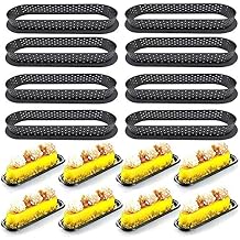8pcs Oval Tart Ring Mousse Circle Tart Ring Round Cake Molds Cake Rings Mousse Mold Cake DIY Baking Mould Tool Perforated Ring Non Stick BakewareBlack-Oval