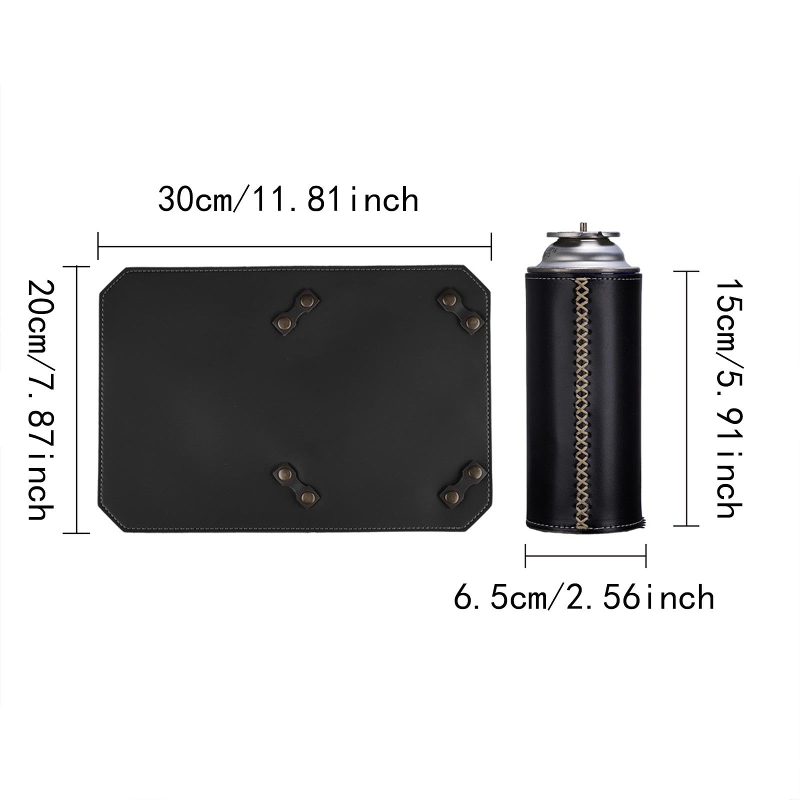 Menolana Furnace Pad and Gas Tank Cover Set PU Leather Sleek Practical Protective Fixing Pad Protectors for BBQ Outdoor Travel Picnics, Black
