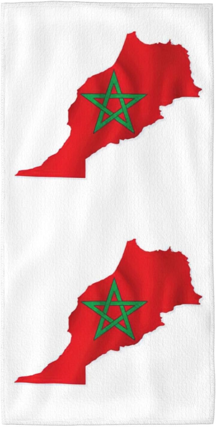 Morocco Flag Map Print Hand Towels for Kitchen, Decorative Bathroom Towels Decor Farmhouse Cute for Men Women Gifts