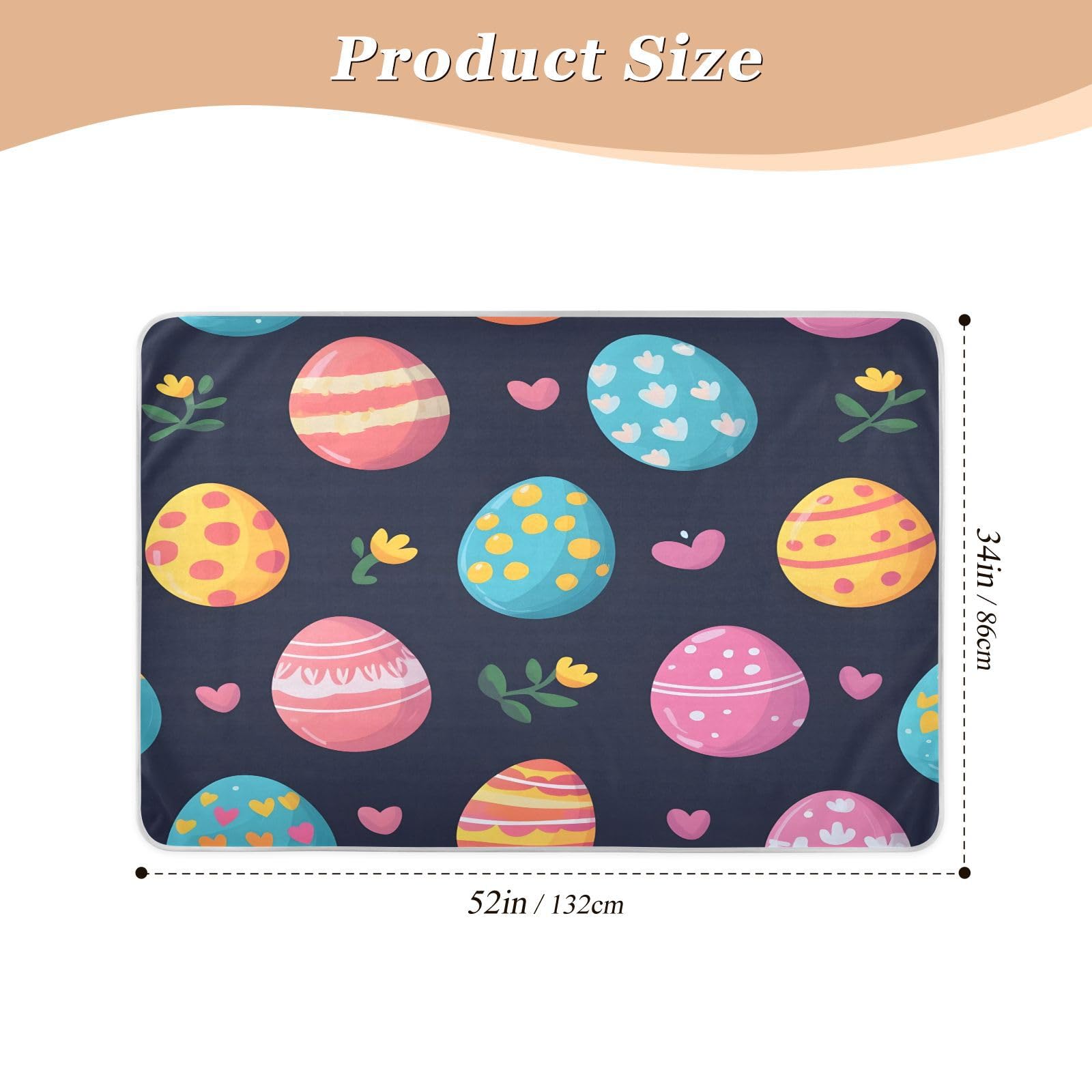 BOESI Doodle Easter Egg Pattern Waterproof Pads for Bedwetting and Incontinence, Reusable Pads, Reusable Diaper Pads for Bed, Sofa, Travel