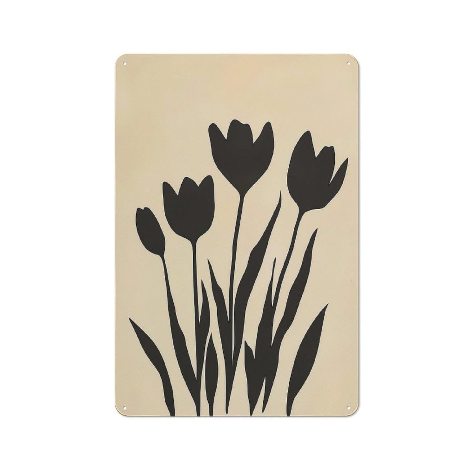 Junmoney Style-6 Black Tulip Mid Century Rustic Metal Plaque 30X20cm For Café Or Restaurant, Wall Decor For People Reorganising Café And Restaurant