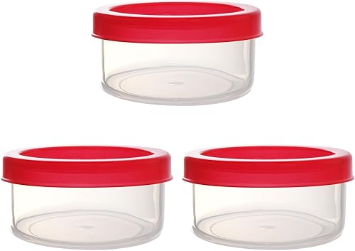 Youngever Paquete de 3 recipientes de plástico para condimentos, recipientes de salsa con tapa, recipiente de plástico para aderezo para ensaladas