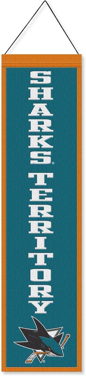 WinCraft San Jose Sharks Sharks Territory 8x32 Inch Vertical Wool Embroidered Hanging Banner