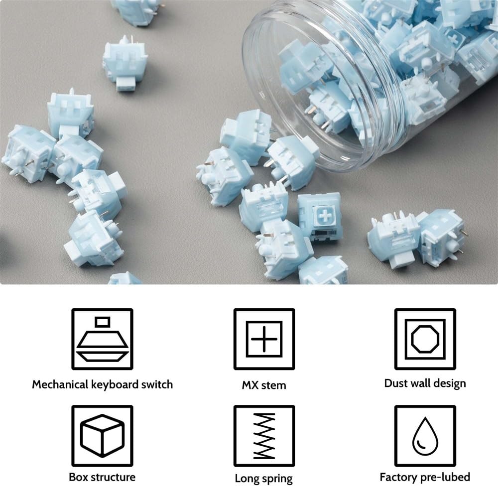 DucKey Kailh Box Winter Switch, Commutateur Similaire Tactile Holy Panda Pré-lubrifié 5in pour Clavier Mécanique Personnalisé (Color : 70PCS)