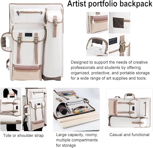 Miniatura 48 de TRANSON Art Portfolio Case Artist Mochila Bolsa de lona grande 26" x 19.5
