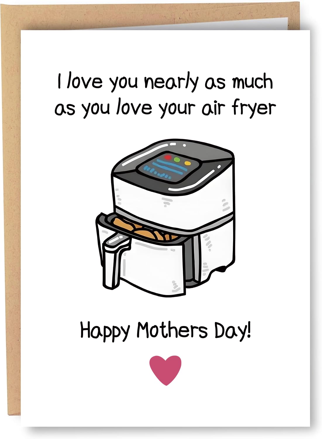 PUGAILA Hilarious Fryer Air Mothers Day Card for Mom Stepmom Wife Her, Funny Mother’s Day Card Gift from Son Daughter Husband Kids, Cheeky Gift for