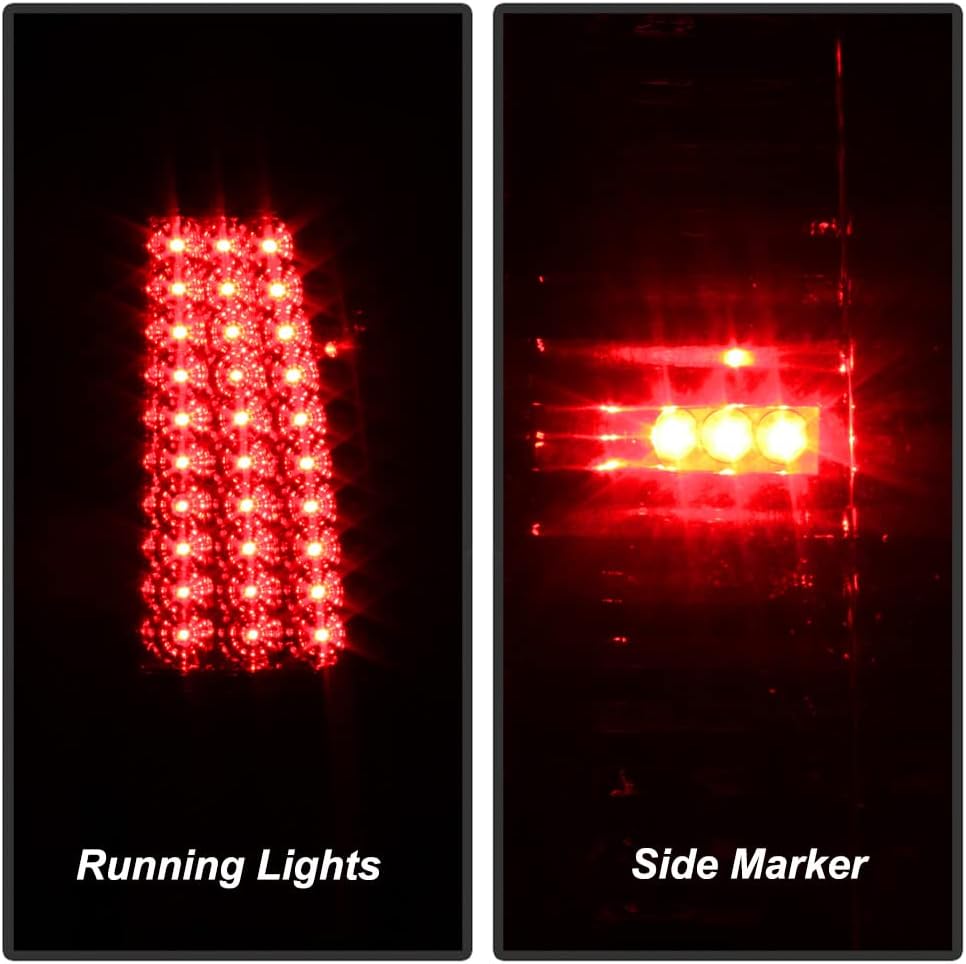 ACANII - For 1999-2006 GMC Sierra 1500 2500 3500 99-02 Silverado LED Tail Lights Brake Lamps Assembly Set Left+Right,Exotic Red V2