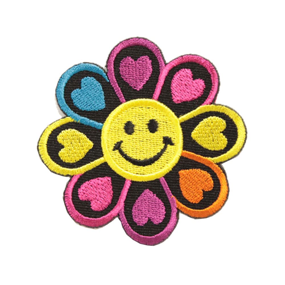 Amazon.co.jp: ワッペン 大きい スマイル ニコちゃん 花 カラフル 太陽