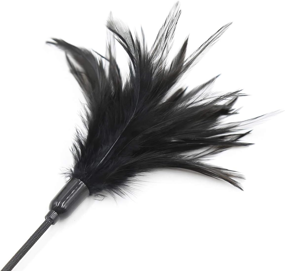 BDSM Adult Sex Toys,Tail Feather Whip, Colored Feather, Metal Black Leather Handle, Feather Teaser Stick, Stage Stick, Couple Passionate Flirting Prop