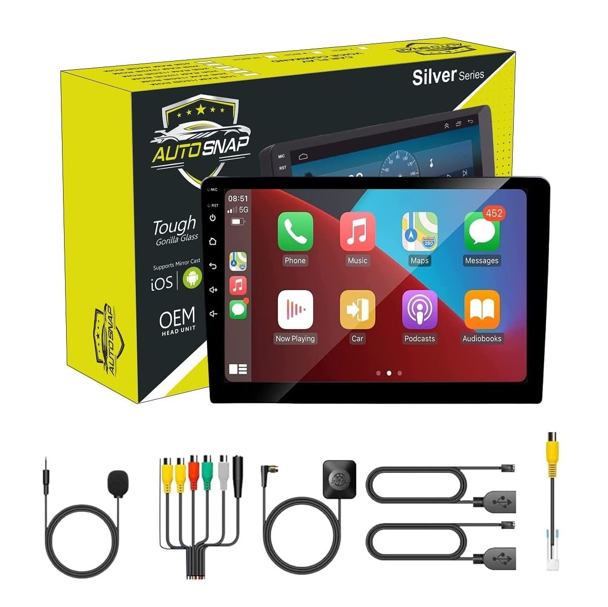 AUTO SNAP 9 Inch HD 1280 Android Display Double Din Stereo Player 12 Android Car Play/Android Auto Gorilla Glass IPS Display Car Stereo 2GB RAM 32GB ROM