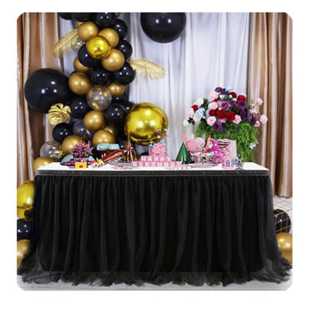 Jupe De Table En Tulle SHTGOI - 427x77cm, Noir, Pour Mariage, Anniversaire, Décoration Fête