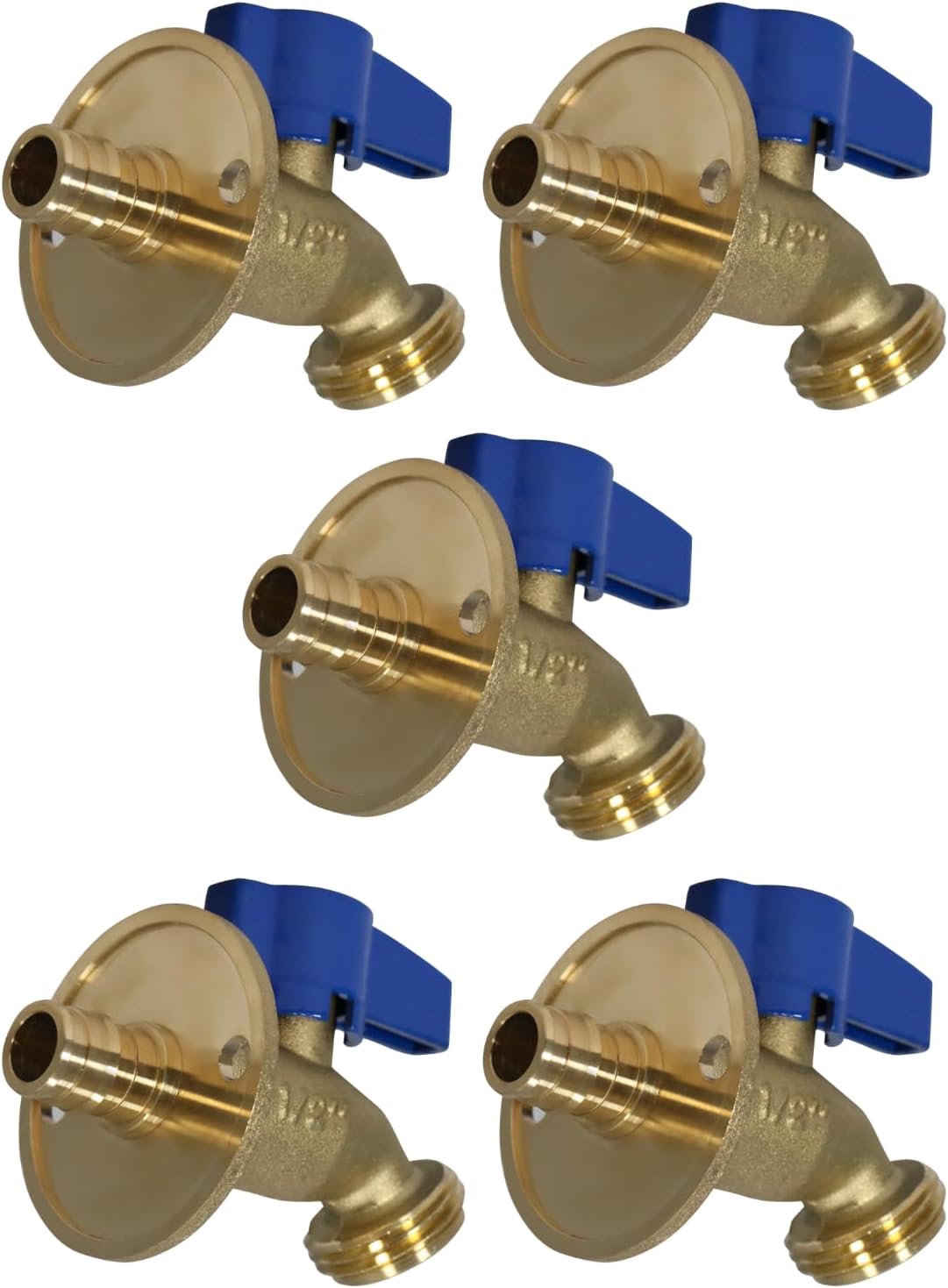 XFITTING 1/2 inch Pex A X 3/4 inch Garden Hose Threaded Hose Bibb No-Kink with Nail Flange, Pex A Expansion Garden Valve, 1/4 Turn, 5 Pieces