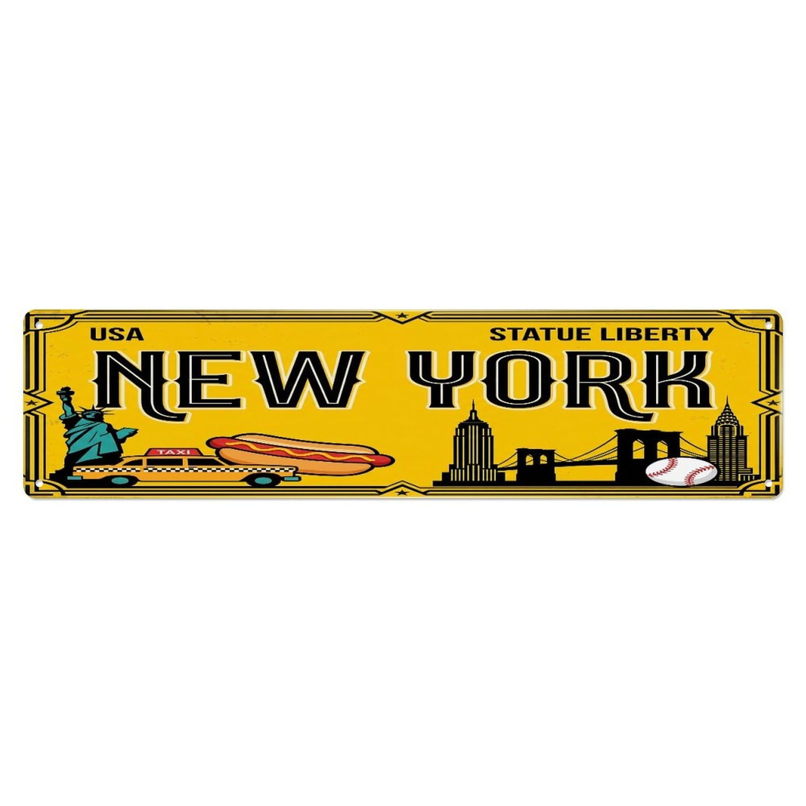 Tgrcjimh Style Metal Tin Sign New York Usa Statue Liberty Taxi
