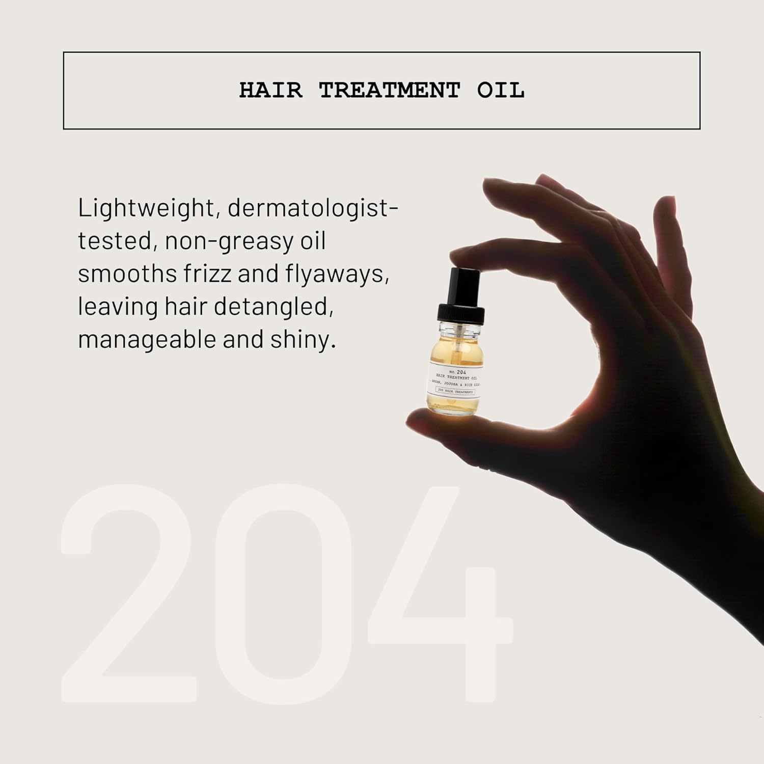 DEPOT No. 204 Hair Treatment Oil | Lightweight Anti-Frizz & Shine Hair Oil with Argan, Rice & Jojoba Oils | Smooths, Nourishes & Protects Hair | 1.0 fl.oz.