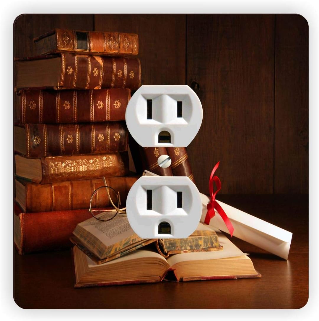 Vintage Books With Glasses -Light Switch Plate Cover - Double GFI Double Rocker - Two Gang Switch Plate Cover Switch Plate Cover